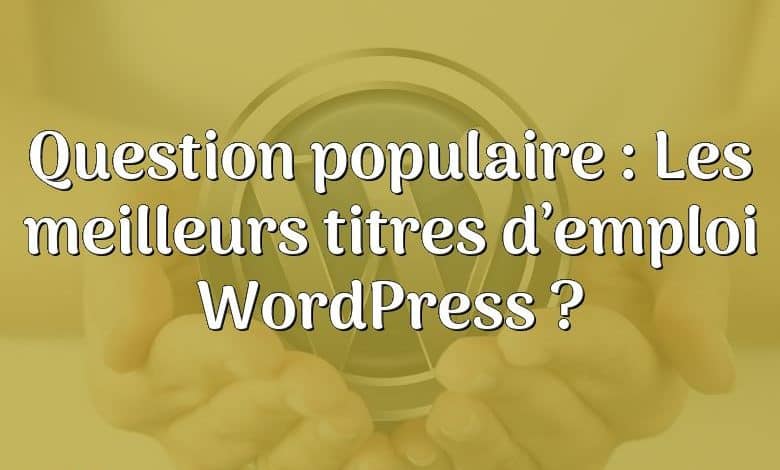 Question populaire : Les meilleurs titres d’emploi WordPress ?